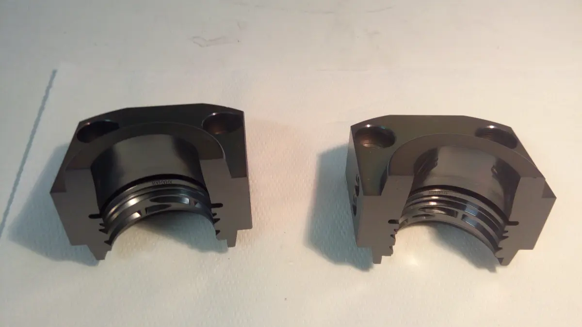 Two black DLC-coated blocks
